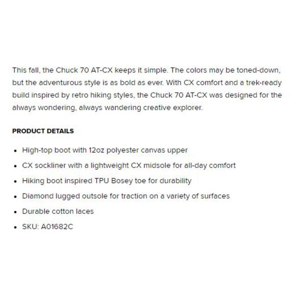 Converse Chuck 70 AT-CX Vintage White High Top Sneaker Boots M8.5 W10 NIB - Picture 14 of 15